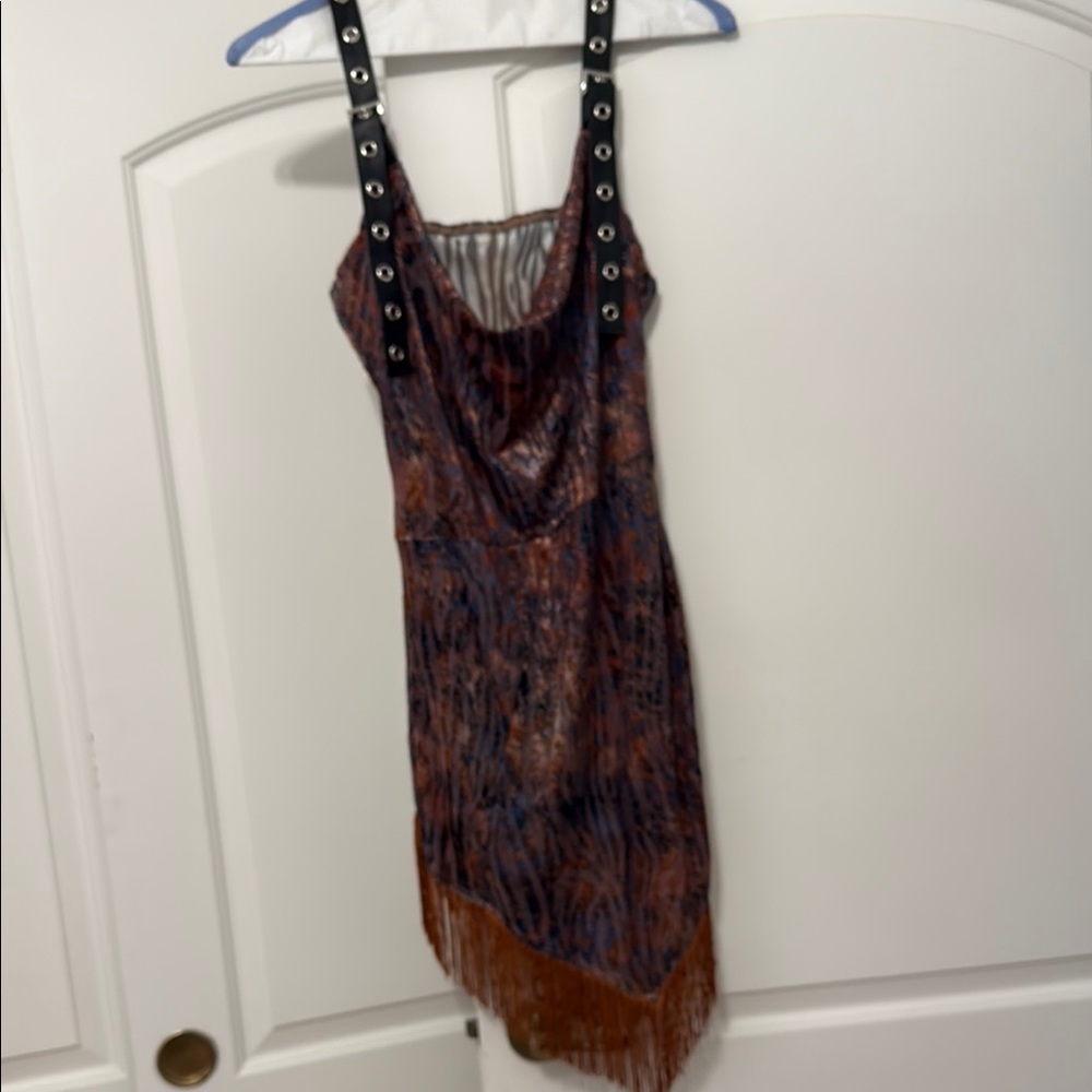 SHEIN Brown and Black Fringe Dress